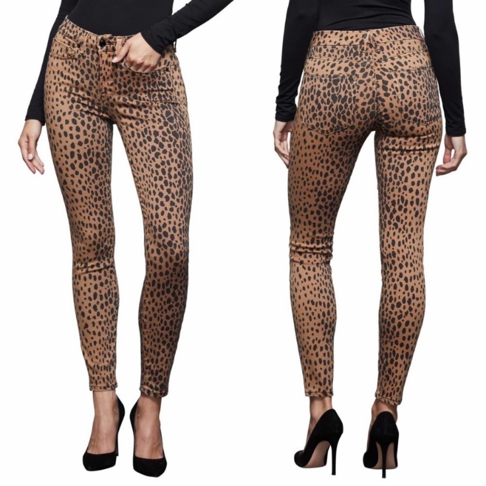 NWT Good American Good Waist Leopard Skinny Jeans